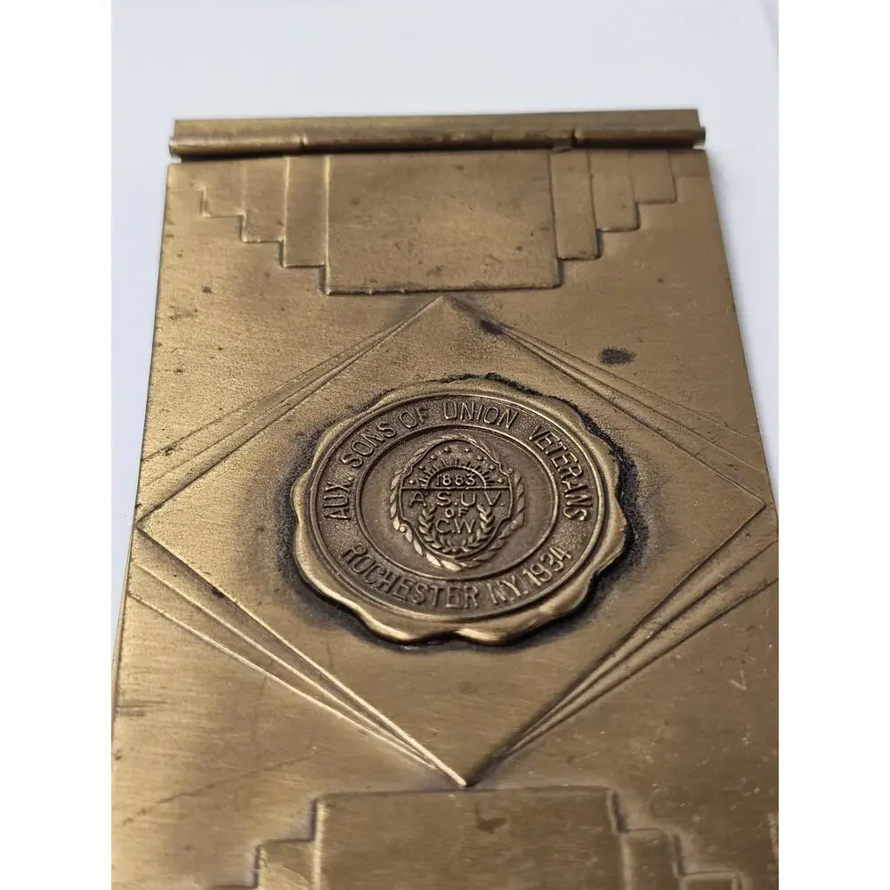 Vintage Sons of Union Veterans Bronze Notepad Holder